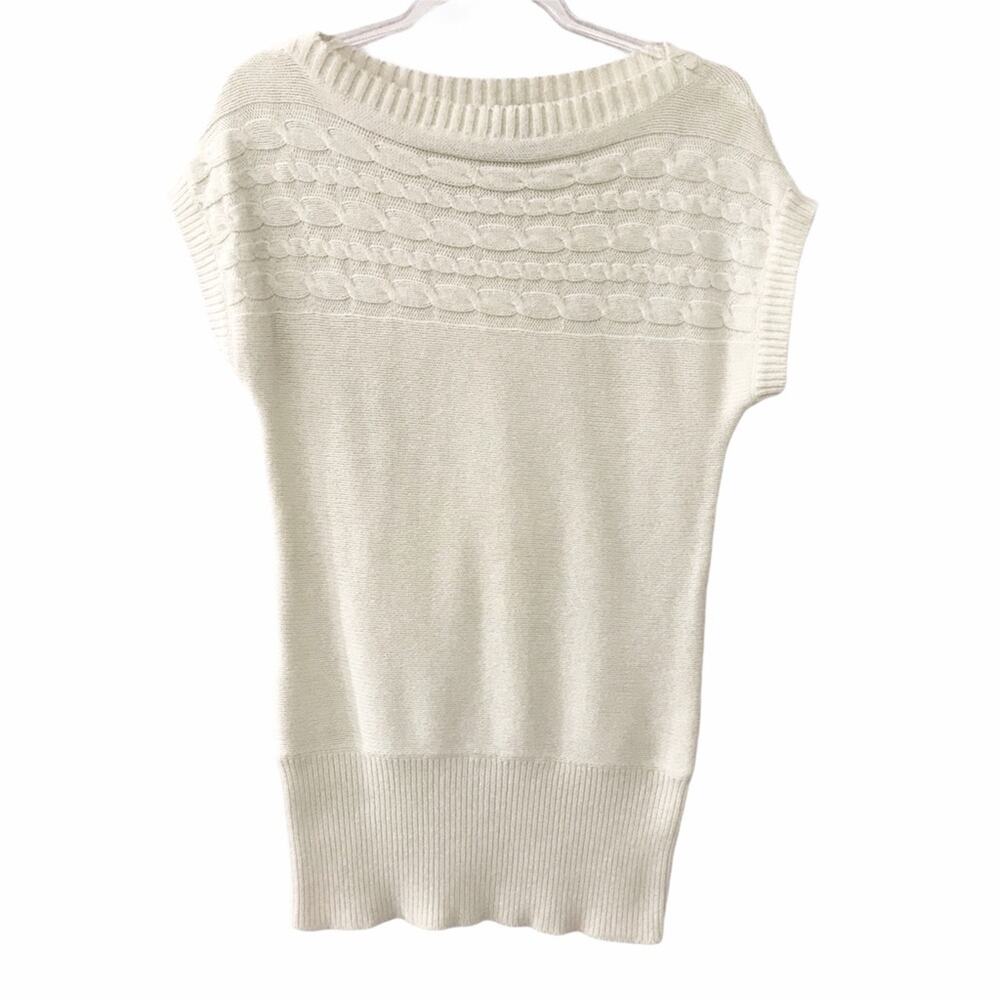 Takeout Cream / Ivory Cap Sleeve Sweater Tunic Top / Mini Dress XL